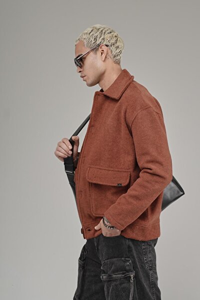 king brich Shirt Collar Buttoned Oversized Pattern Men's Fleece