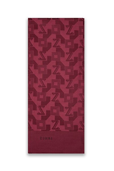 Zühre Geometric Patterned Burgundy Shawl 0034
