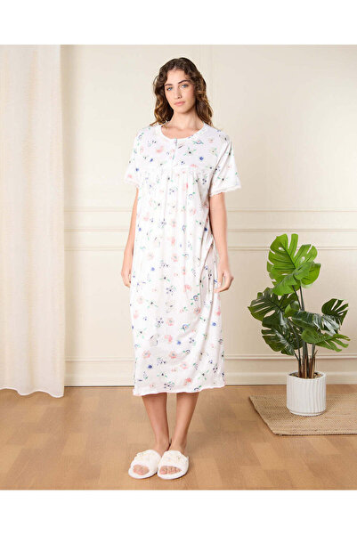 REDTAG قميص نوم نسائي أبيض مطبوع