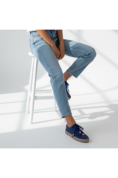 NE&VE SHOES Lacivert Süet Hakiki Deri Bağcıklı Kadın Günlük Sneaker