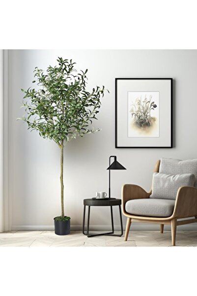 Zztcmp 170CM Artificial Olive Tree (2 Pcs) with a black pot with an attractive design