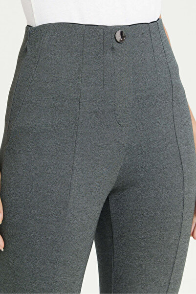 REDTAG Women Charcoal Single Button Dart Ponte Leggings