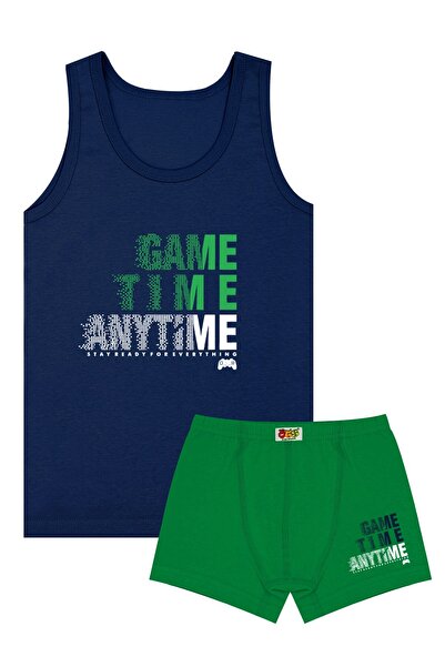 Öts Boy's Singlet Boxer ελαστικό ύφασμα Navy Blue Game Time (96% βαμβάκι - 4% ελαστάνη)