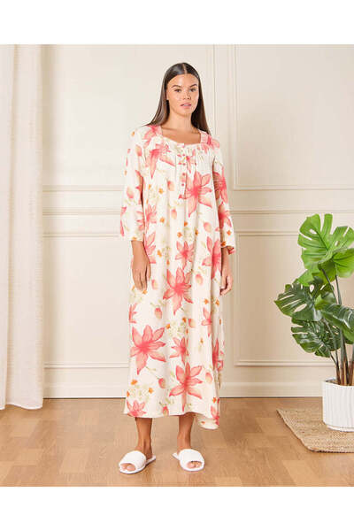REDTAG Women Cream Printed Nightgown