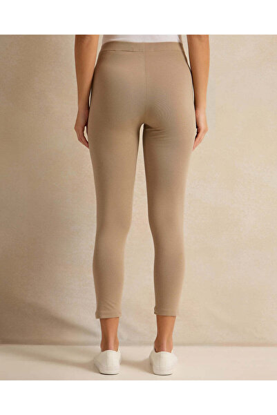 REDTAG Women Beige Plain Leggings