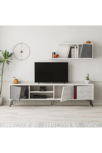 Mourah Home Mourah Fiona Tv Unit Up To 70 Inches - Ancient White/Retro Grey