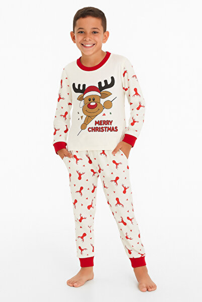 Krazber Children's New Year's Set Long Sleeve Cotton Pajama Set 7-9 Years Old