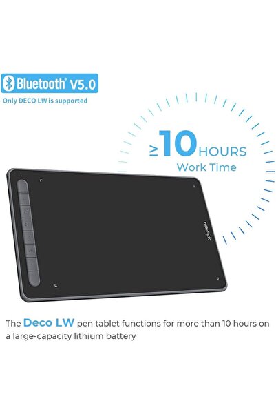 XP-Pen Deco LW Graphics Tablet, 10x6", 8 Buttons, 8192 Pressure Levels, Bluetooth Connection