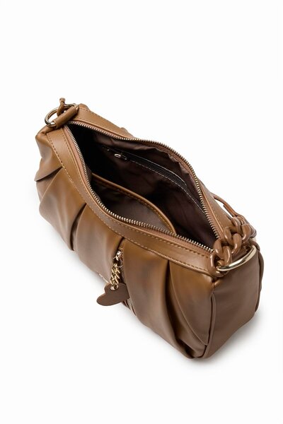 Zühre Ruched Detail Tan Bag Z0031