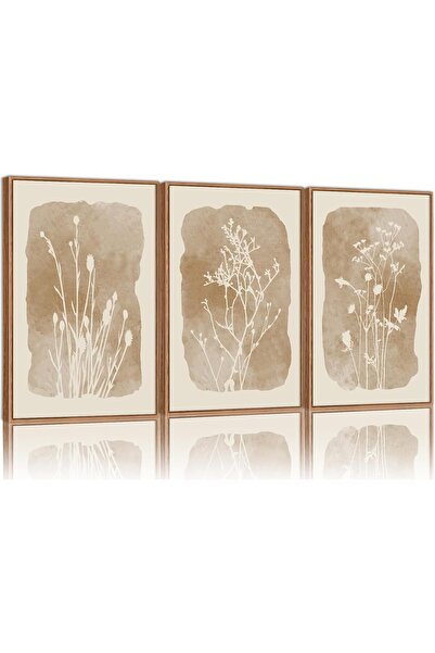 ALAYRA International مجموعة من 3 لوحات فنية جدارية نباتية بوهو (40×60 سم مؤطر...