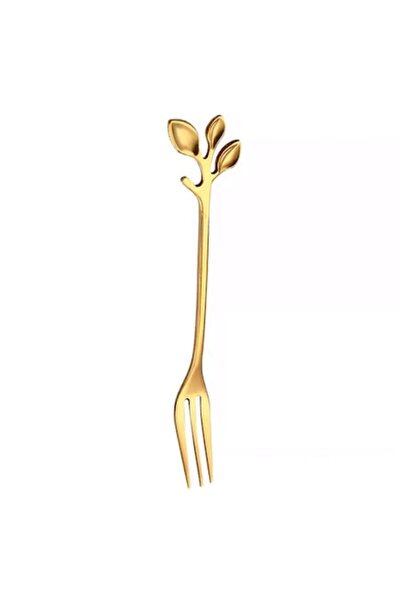 OEM Set of 6 Gold Stainless Steel Forks – 12 cm, Elegant Leaf Design for Desserts or Snacks