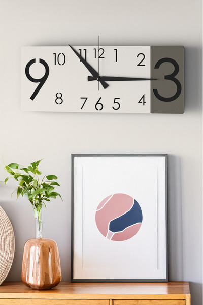 LUPOKRAFT Minimalist Tasarım Yatay Duvar Saati Ev Ofis Dekorasyonu