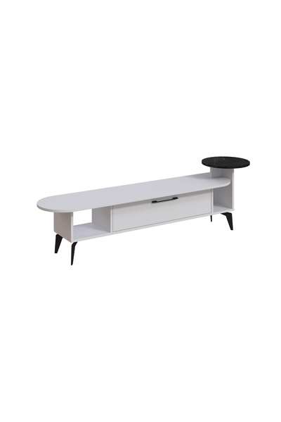 Mourah Home Mourah Ada Tv Stand Up To 60 Inches - White/Black Marble