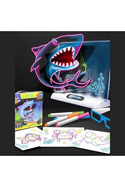 woopie Tablă de desen cu lumină LED și ochelari 3D – Set de artă creativă str...