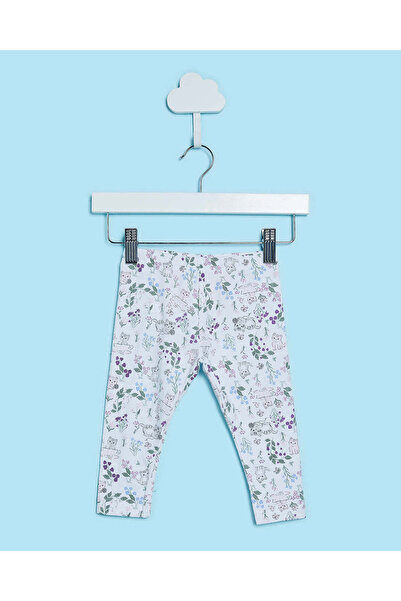 REDTAG بنطال ضيق مطبوع بالكامل باللون الأبيض للبنات الرضع