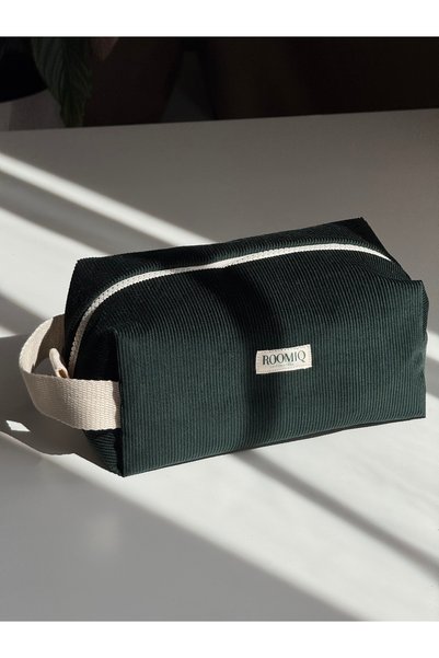 Roomiq Handmade Dark Green Velvet Makeup Bag Orven Collection Spruce