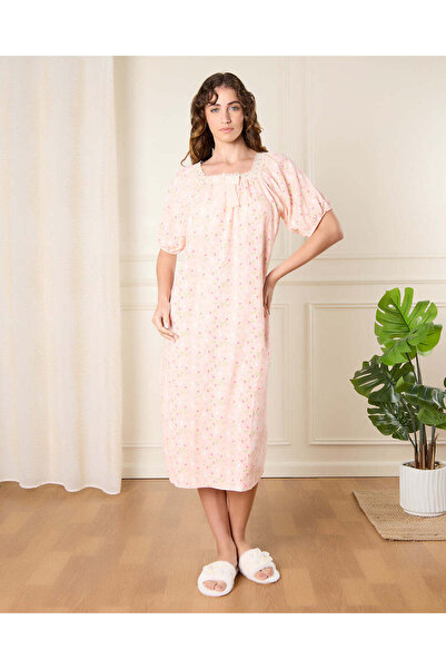 REDTAG Women Pink Floral Print Nightgown