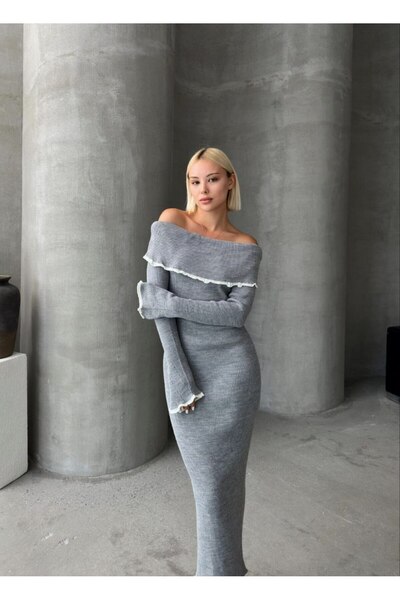 Paraf style Madonna Collar Detailed Corset Gathered Long Dress