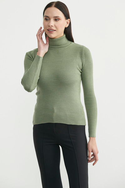 Sementa Full Fisherman Rib Basic Knit Sweater - Sage Green