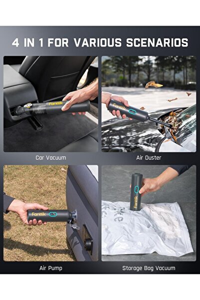 Fanttik Slim V8 Apex Car Vacuum Cleaner, 19000PA High Power, Portable 4 in 1, 2.5-Hour Type-C, Grey