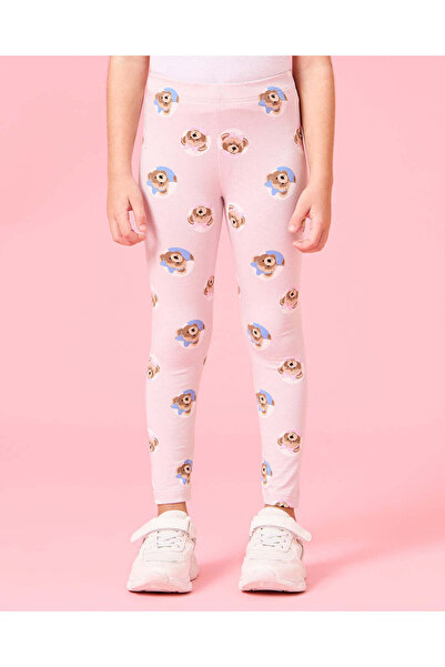 REDTAG Girls Lilac Teddy All Over Print Leggings
