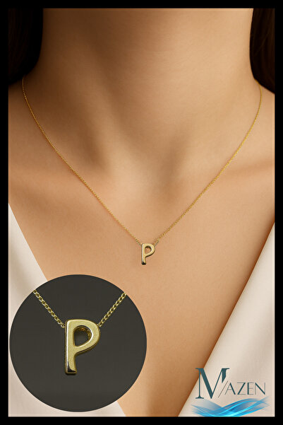 MAZEN قلادة على شكل حرف ذهبي اللون من بيجوتيري |   تصميم بسيط |   إكسسوار مجو...