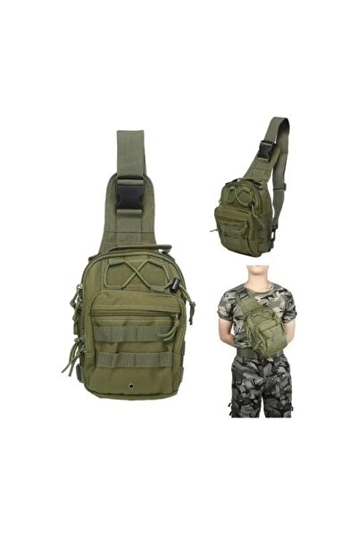 zola Geantă de umăr pentru bărbați, cu curea reglabilă, 3 buzunare cu fermoar, 48x13x18 cm, verde