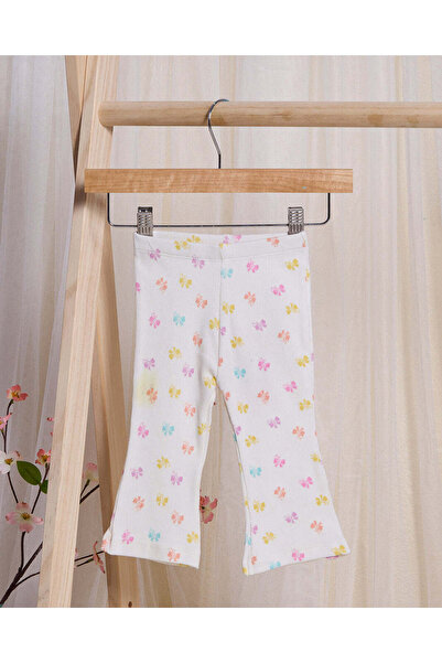 REDTAG بنطال ضيق مطبوع بالكامل باللون الأبيض للبنات الرضع