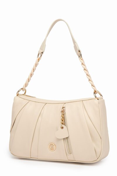 Zühre Ruched Detail Beige Bag Z0031