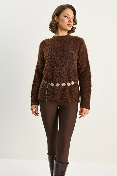 Bianco Lucci Women's Soft Textured Beard Knitwear Sweater W25503 60283748