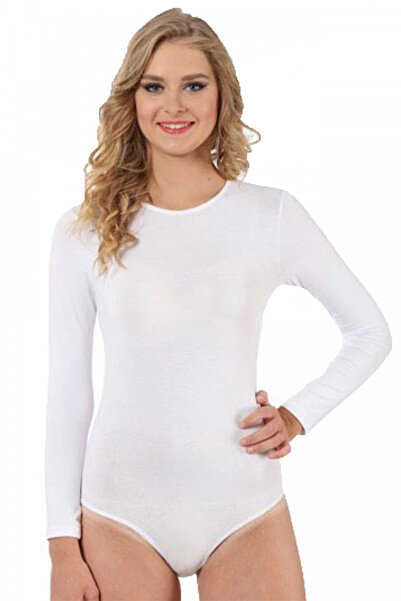 alfa expres Clothing Long Sleeve Snap Fastener Bodysuit White