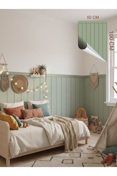 Baskı Madeni Bohem Tarz Dekoratif çizgili Çocuk Genç Odası Duvar Sticker - 50x100 cm Çizgili Duvar Panel Folyosu