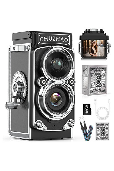 Kriogor Mini cameră digitală retro 12MP 1080p FHD cu focalizare manuală