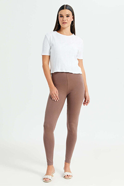 REDTAG Women Taupe Long Length Leggings