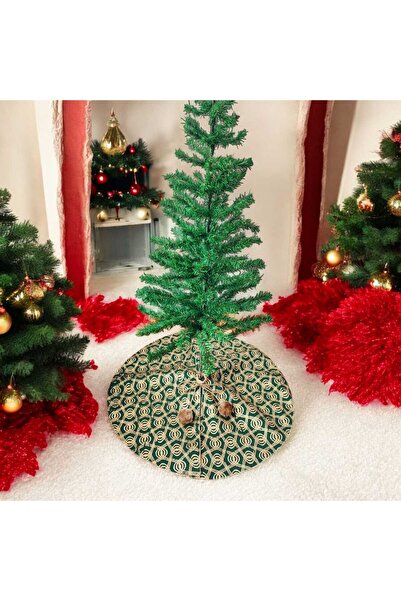 MODA NUR Christmas Pine Tree Underlay Cover, Pine Tree Foot Carpet Cover, Green Color, Patterned Perforated Fabric, 65 cm