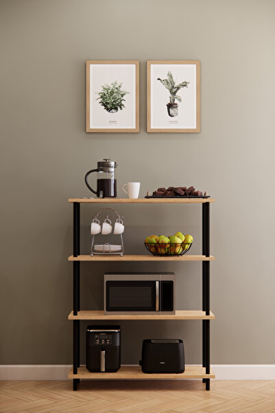 Phobia Döndür Tak Modüler 4 Raflı Kahve Köşesi Çok Amaçlı Mutfak Rafı, Kolay Kurulumlu Raf Sistemi