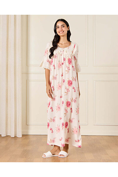 REDTAG قميص نوم نسائي وردي مطبوع بالكامل