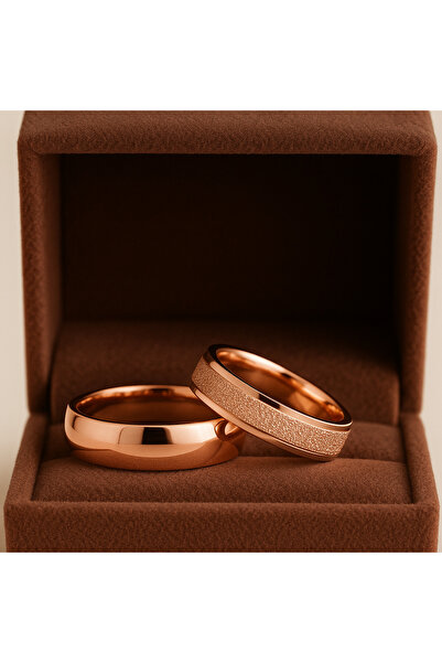 deren gümüş 5mm Çiftlere Özel 925 Ayar Rose Gümüş Alyans Yüzük Seti