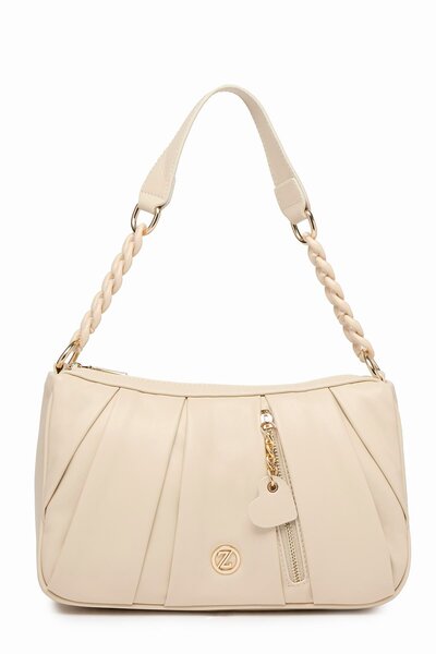 Zühre Ruched Detail Beige Bag Z0031