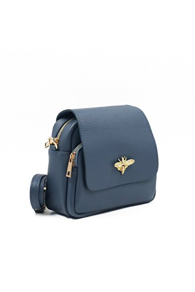 Posete Fagaras Poseta Piele Simone - Albastru Deschis, 2 Compartimente, 2 Buzunare, Bareta Reglabila 125 cm