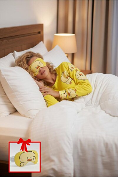 MORRO New Chick Süpersoft Pijama Takımı + Uyku Bandı Hediye | 100% Pamuk Kadın Pijama takımı