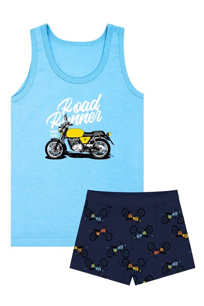 Öts Tricou pentru băieți boxeri material elastic Motocicletă albastră (96% bumbac - 4% elastan)