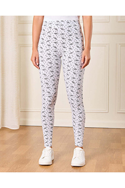 REDTAG Women Ecru Printed Leggings