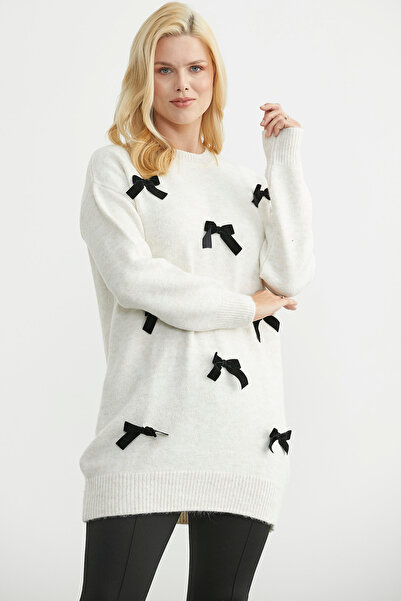 Sementa Ribbon Detailed Tunic Knitwear Sweater - Bone