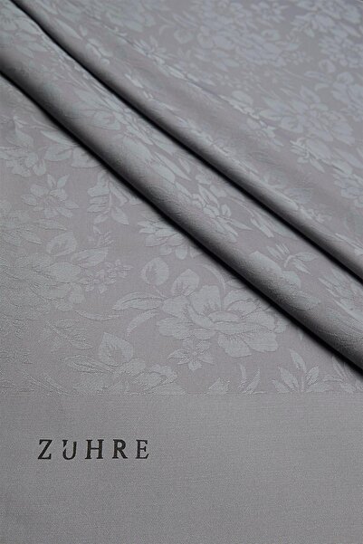 Zühre Floral Patterned Floş Gray Shawl 0025