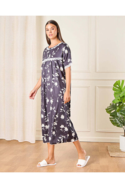 REDTAG Women Charcoal Printed Nightgown