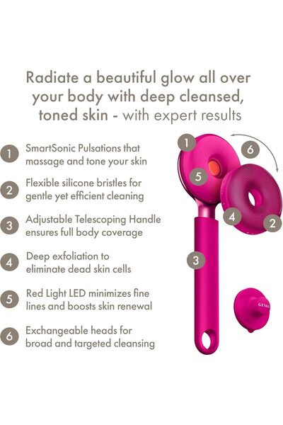 Geske LED Sonic Full-Body Brush | 9 in 1 | Body Cleansing Brush & Intensive Exfoliator with LED