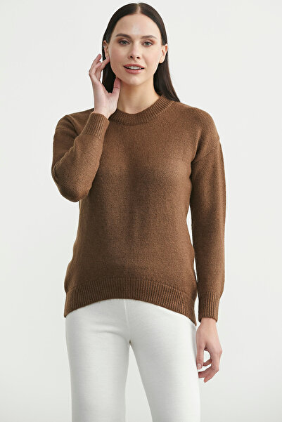 Sementa Oversized Front Verev Knitwear Sweater - Brown