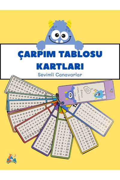 North And Peak بطاقات جدول الضرب الصغيرة - بطاقات تعليمية لطيفة على شكل وحش، ...