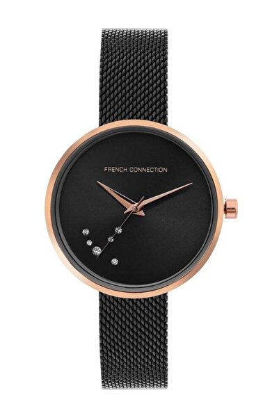 French Connection ساعة نسائية تناظرية بسوار أسود - FCL23-B